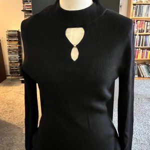Black ribbed cutout bodycon dress L